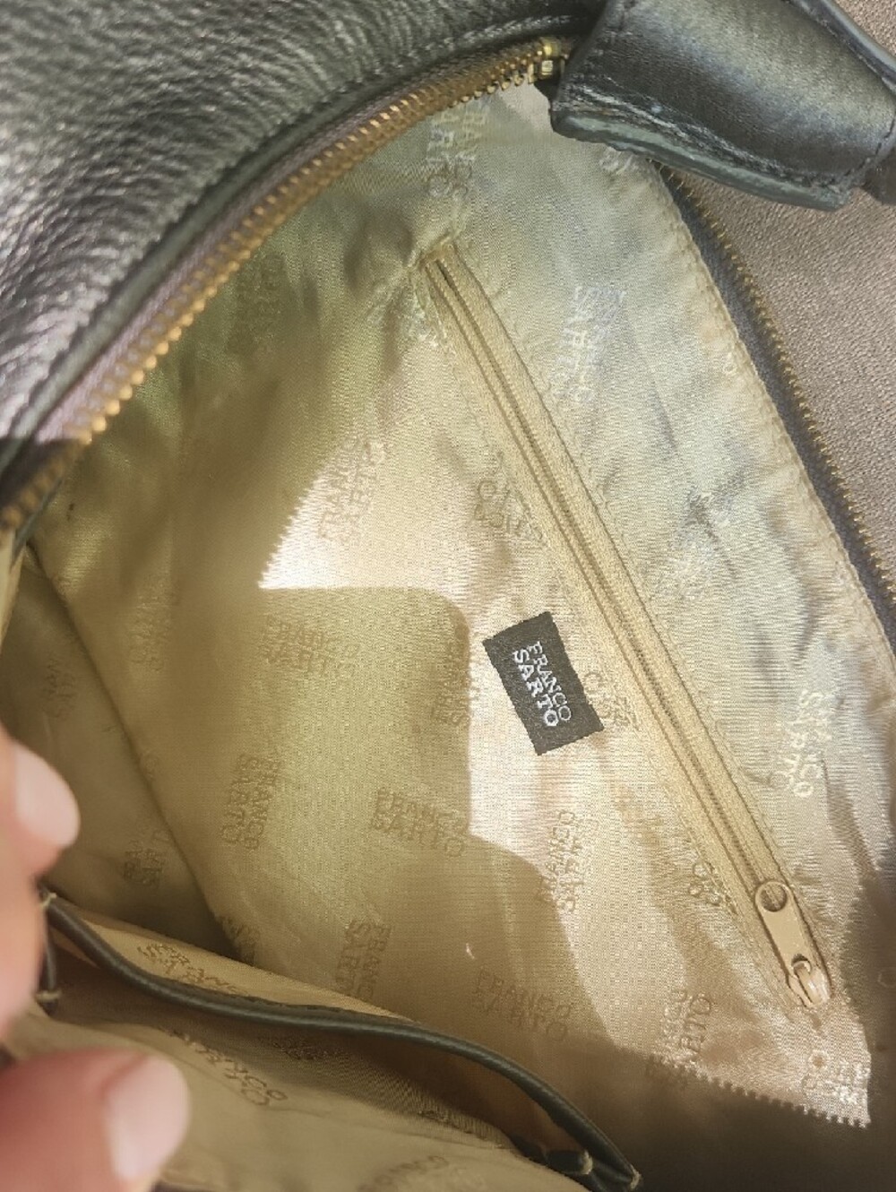 Grey Leather Hobo Bag with Tassel Coin Charm - Picture 3 of 3